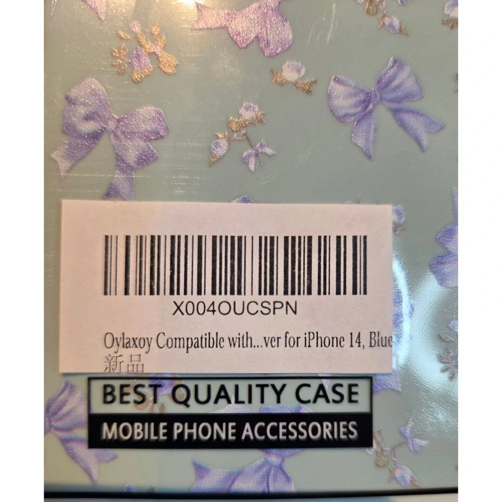 Oylaxoy iPhone 14 Case Blue Purple Bow Floral Protective Cover NEW